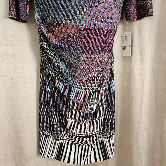 NWT Muse purple blue red green pink multiprint sheath dress Womens 12 - Picture 3 of 9